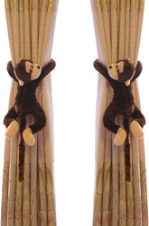 2 pcs Monkey Shape Curtain Tiebacks Soft Plush Toy Curtain Tiebacks Holder Clip