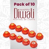 Handcrafted Matki shaped Clay Diya wax candles for Diwali & Festival | Terracotta Matki Diyas (Set of 10)