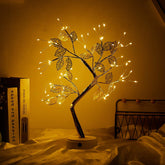 DIY Artificial Light Tree Lamp: Create a Calm Atmosphere with Tabletop Bonsai spirit Tree Light Touch Switch Decoration(golden leaf)