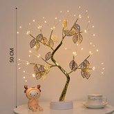 DIY Artificial Light Tree Lamp: Create a Calm Atmosphere with Tabletop Bonsai spirit Tree Light Touch Switch Decoration(golden leaf)