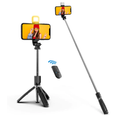 4-IN-1 Multifunctional Selfie Stick With Tripod Stand & LED Fill Light With Wireless Bluetooth Remote (Black)