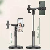 Dual Mobile Phone Holder with 360 Degree Rotation Adjustable Desk Mount Holder Compatible with All Smartphone
