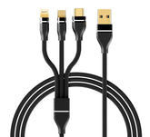 3 in 1 Nylon Braided Fast Charging Cable (1.2M)