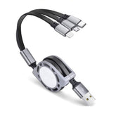3 in 1 Retractable 3.0A Fast Charging Cable (Multicolor)