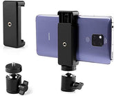 2 in 1 Mobile Tripod Holder Clip with Locking Ball Head Adapter Set for Tripod & Selfie Stick