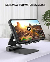 Mobile Phone Stand Adjustable Desktop Cradle Dock Compatible with All Smartphones (Plastic, Black)