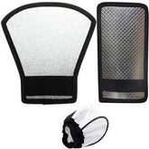 Camera Flash Light Diffuser Set of 3 Silver White & Camera Soft Mini Flash Bounce Diffuser Cap for Canon Nikon Sony (White, Silver)