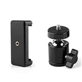 2 in 1 Mobile Tripod Holder Clip with Locking Ball Head Adapter Set for Tripod & Selfie Stick