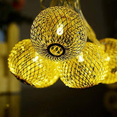 LED Golden Metal Balls Lights with 16 led light for Diwali Decoration String Lights (Warm White)