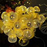 LED Golden Metal Balls Lights with 16 led light for Diwali Decoration String Lights (Warm White)