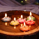 Floating Wax Candles Multi Colour Floating Rose Flower Candle for Diwali Decortion, WaterBowl, Cafe & Spa (Pack of 12)