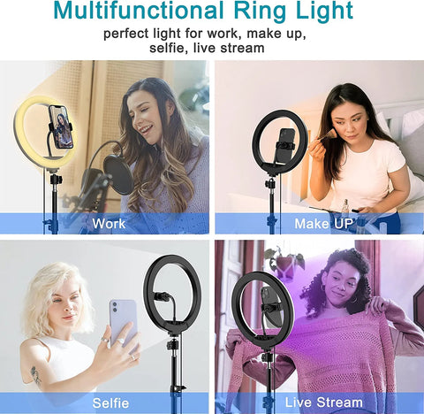 12-inch RGB RingLights with Mobile Phone Holder for Video Making