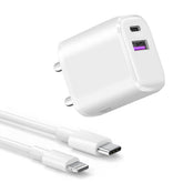 20 Watt Dual Port Fast Charger Adapter with Lightning Cable 1 Meter (White)