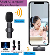 Dual Wireless Collar Microphone Dual Lapel Lavalier Omnidirectional Mic