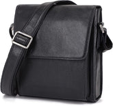 Leather Messenger Shoulder Crossbody Bag for Men ( Black)