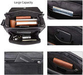 Leather Messenger Shoulder Crossbody Bag for Men ( Black)