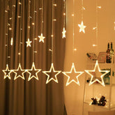 Curtain Star Light for Decoration String Light (12 Star, Warm White)