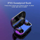 TWS Wireless Earphones Bluetooth V5.0 Headphones Mini Stereo Earbuds With Charging Box (Black)