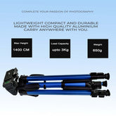 55-Inch Aluminum Tripod Stand with Clip (Blue)