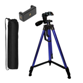 55-Inch Aluminum Tripod Stand with Clip (Blue)