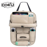 Car Backseat Organizer with Tablet Holder Storage Pockets PU Leather Car Storage Organizer with Foldable Table Tray (Begie)