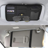Car Sun Visor Organizer, Auto Accessories Document Holder with Multi-Pocket Net Double Zipper (Black)