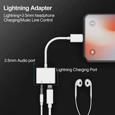 iPhone Headphone Adapter Dongle Charger AUX Audio Lightning Cable