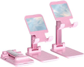 Adjustable Aluminium Foldable Mobile Phone & Tablet Stand (Pink)