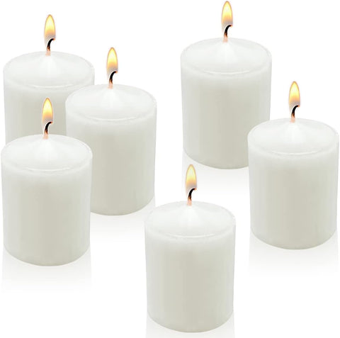 White Votive Candles, Unscented Wax 6 Hour Burn Time 1.5'' Diameter Candles for Diwali, Weddings, Restaurants, Parties, Spa and Decorations, 25 Packs