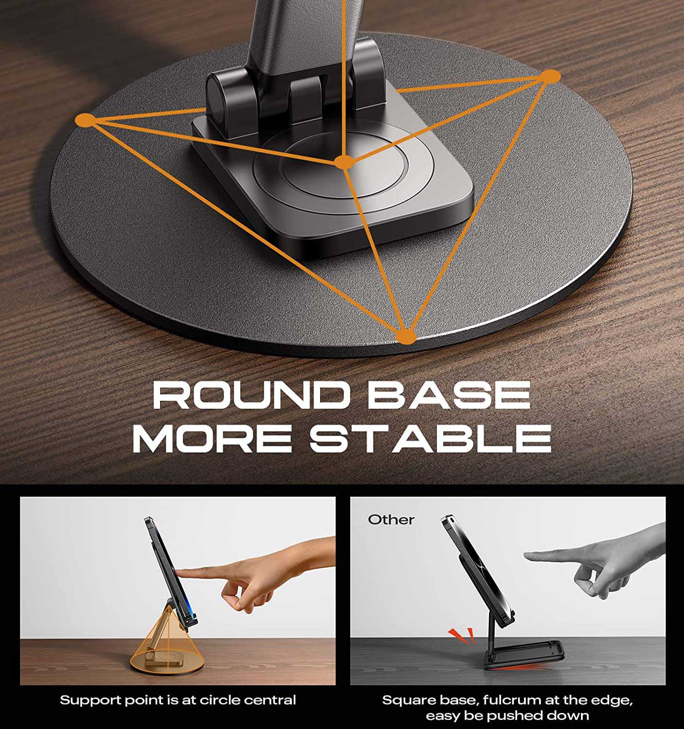 360° Rotation Height and Angle Adjustable Mobile & Tablet Stand (Black)