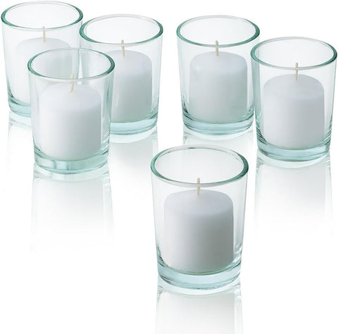 White Votive Candles, Unscented Wax 6 Hour Burn Time 1.5'' Diameter Candles for Diwali, Weddings, Restaurants, Parties, Spa and Decorations, 25 Packs