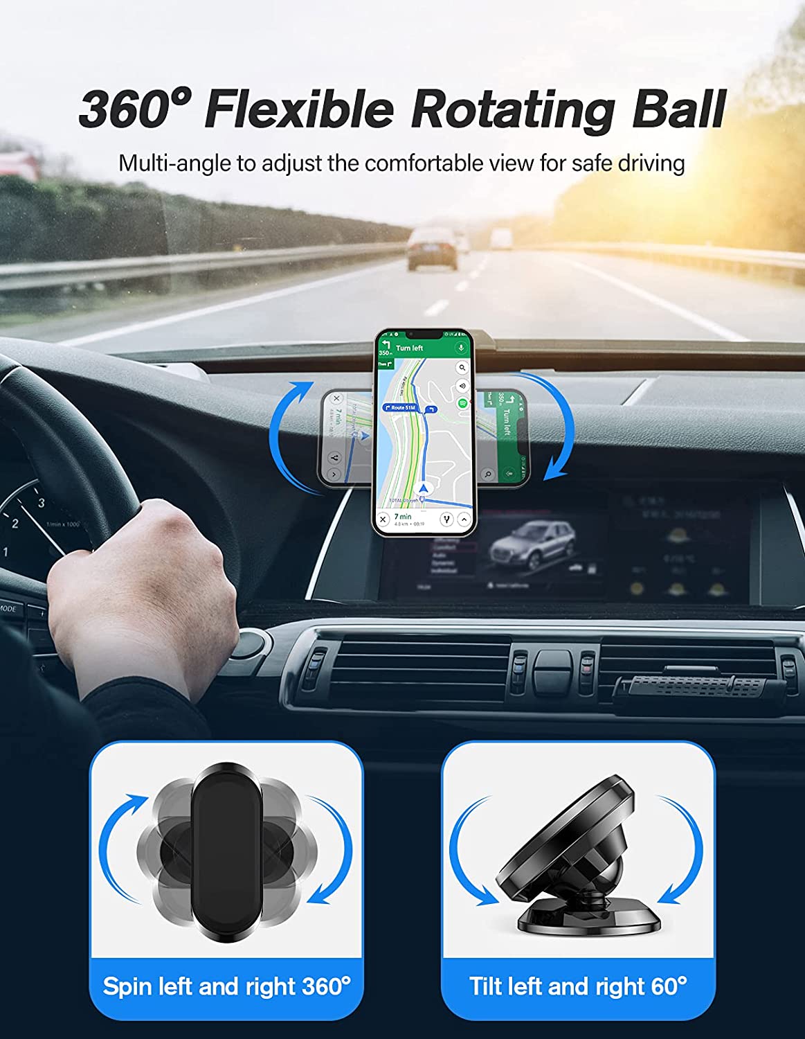 Magnetic Phone Mount/Holder for Car Dashboard, Desk, Office, Home & Kitchen for All Smartphones