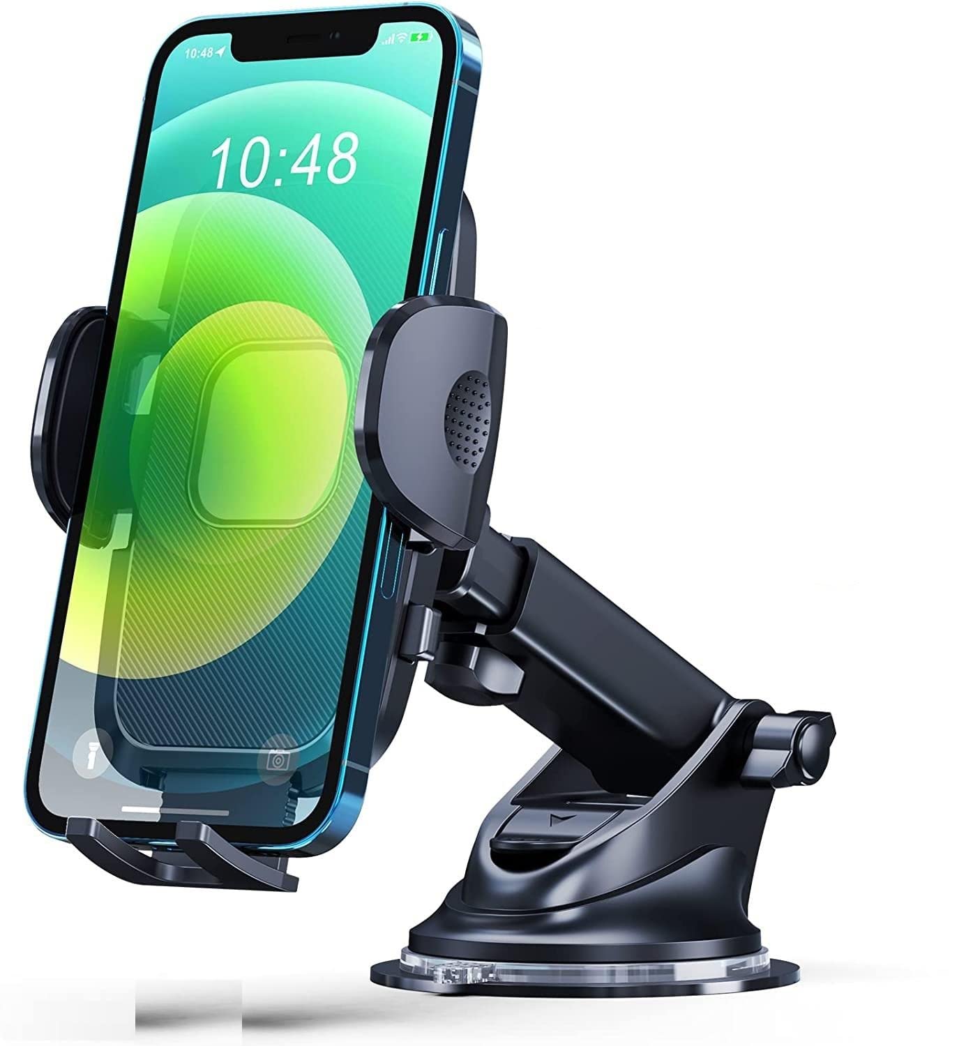 Adjustable Car Mobile Phone Holder Stand, 360° Rotational, Strong Suction Cup, Compatible with 4 to 6 inch Devices (Black)