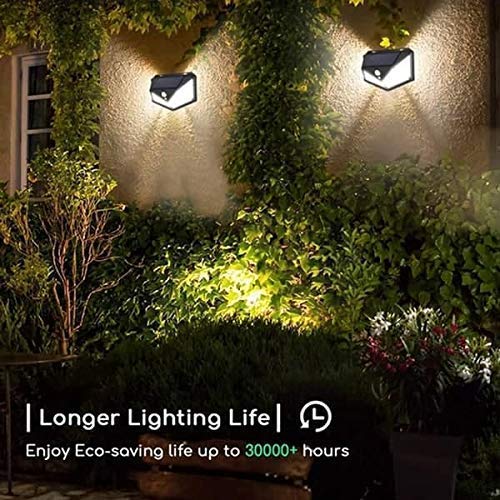Solar Interaction Wall Lamp Solar Powered Motion Sensor Interaction Out Door Garden Wall 100 Led Lamp 3 Modes (Set of 1)
