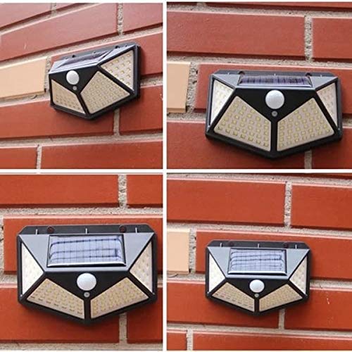 Solar Interaction Wall Lamp Solar Powered Motion Sensor Interaction Out Door Garden Wall 100 Led Lamp 3 Modes (Set of 1)
