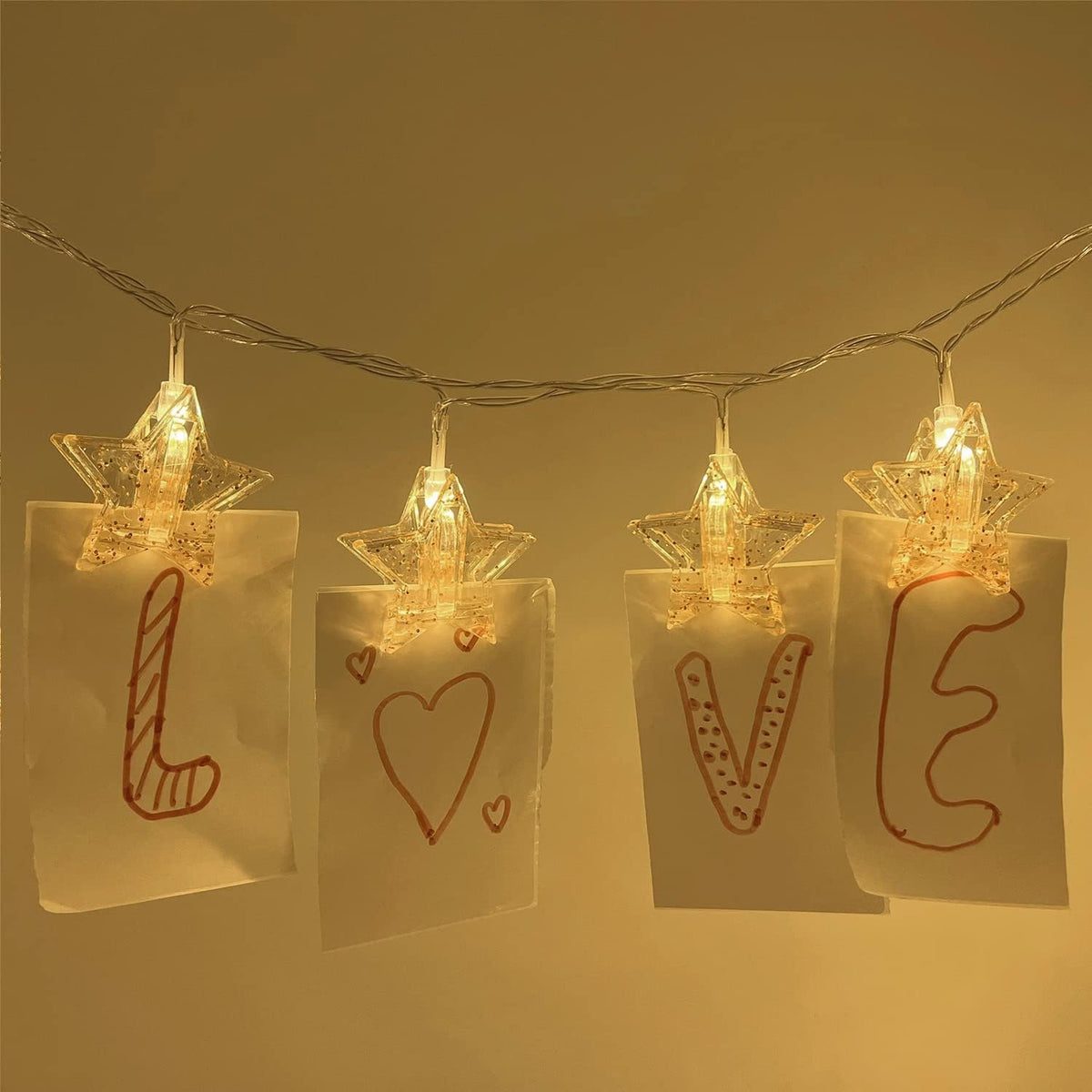 Stars Photo Clips String Light Star Fairy Lights for Room Decoration Diwali, Birthday, Christmas Party Wedding Valentines Day