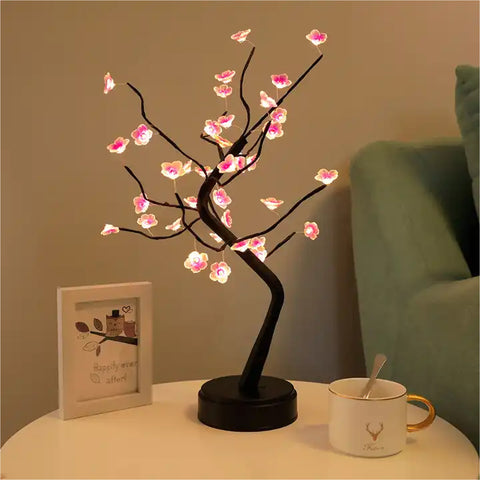DIY Artificial 36 Pink Rose Lights Tree Lamp: Create a Calm Atmosphere with Tabletop Bonsai spirit Tree Light Touch Switch Decoration(PINK ROSE)