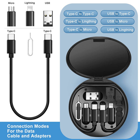 5 in 1 Fast Charging Data Cable Kit for Type C, Apple & Android Smarphones