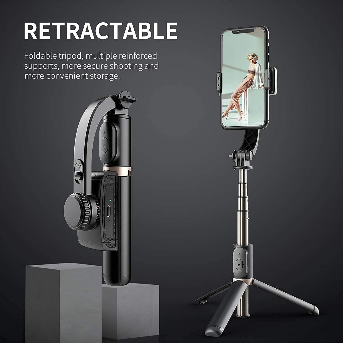 Gimbal Stabilizer for Smartphone with Extendable Bluetooth Selfie Stick and Tripod