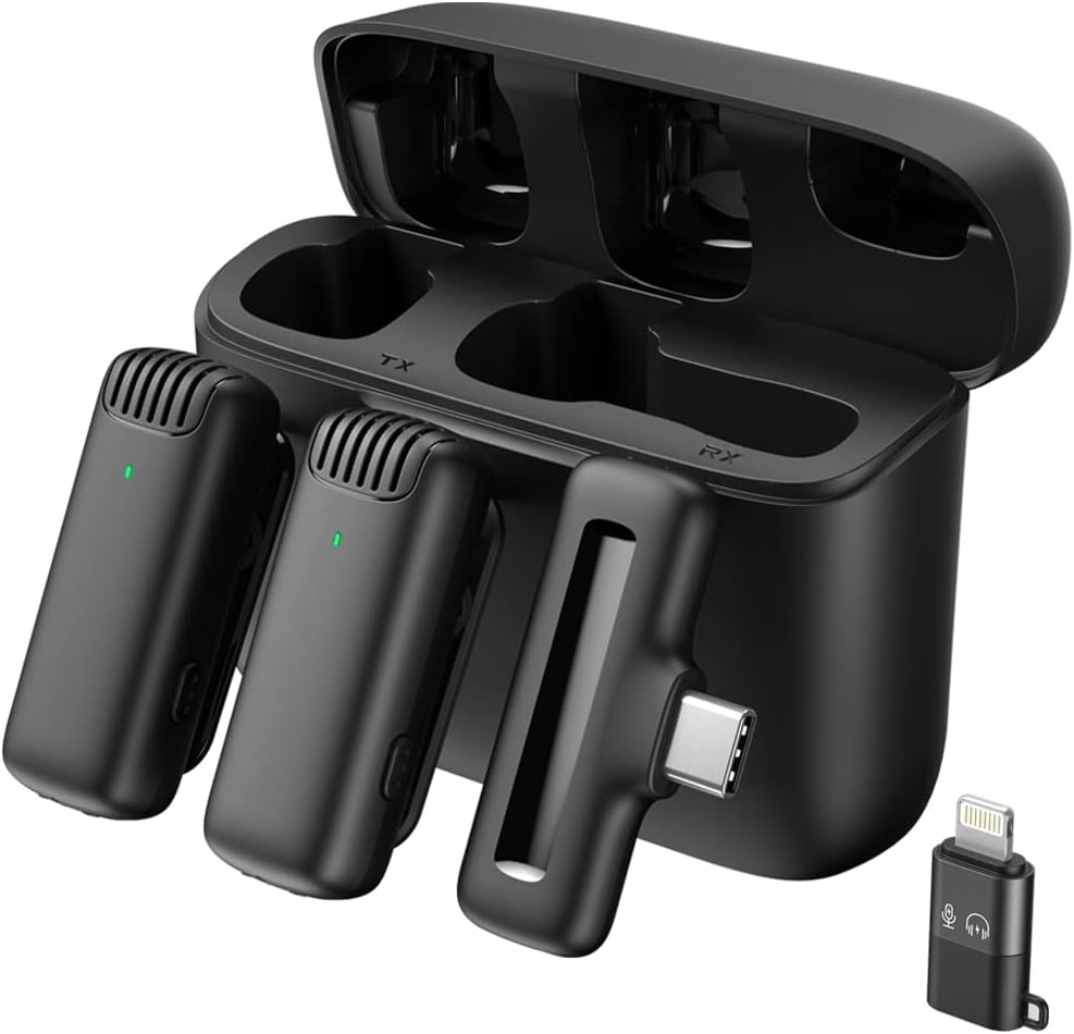 Professional Dual Wireless Mic with Charging Case