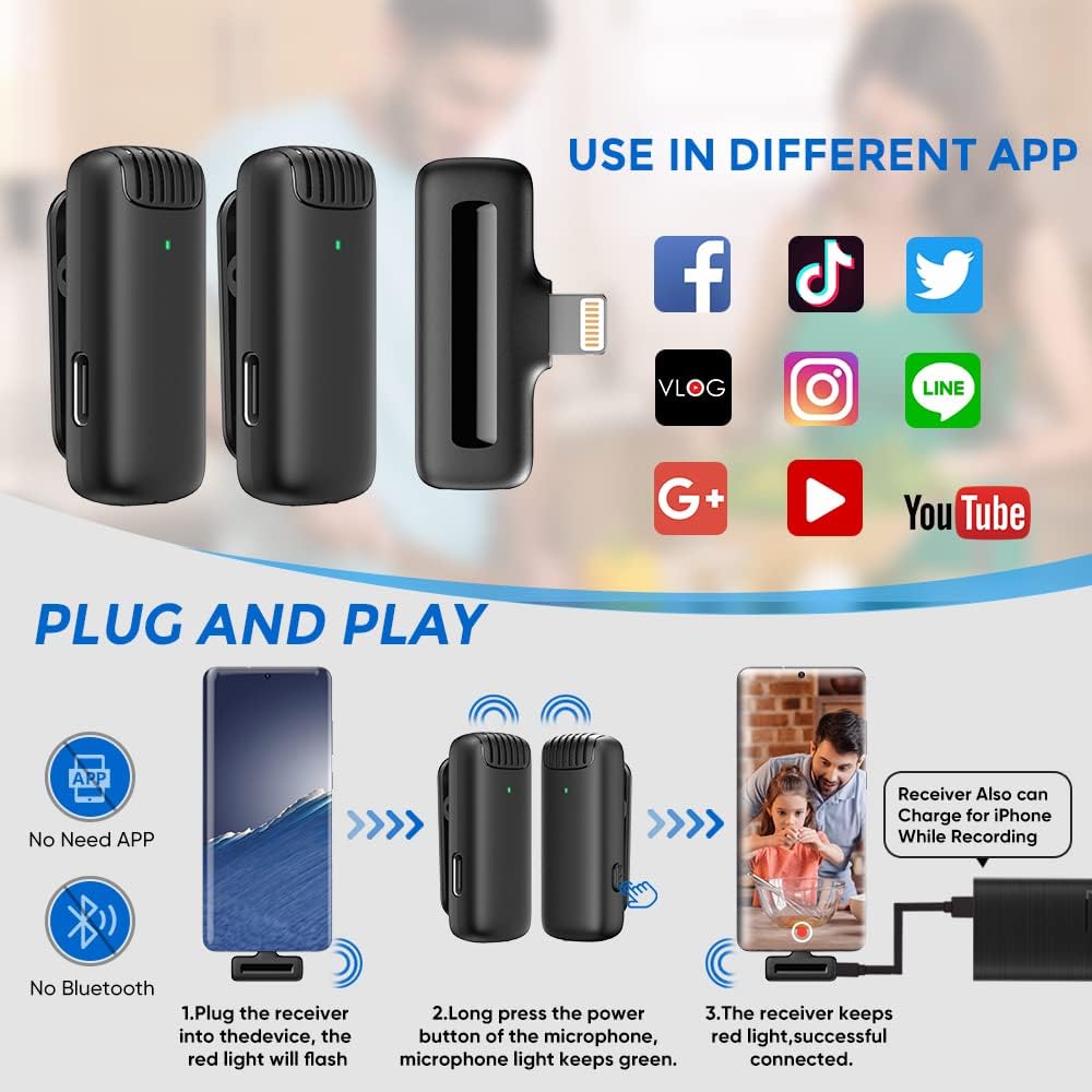 Professional Dual Wireless Mic with Charging Case