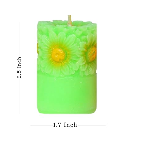 Multicolor Flower Pillar Candles for Special Occasion and Event Decoration (Pack of 5)