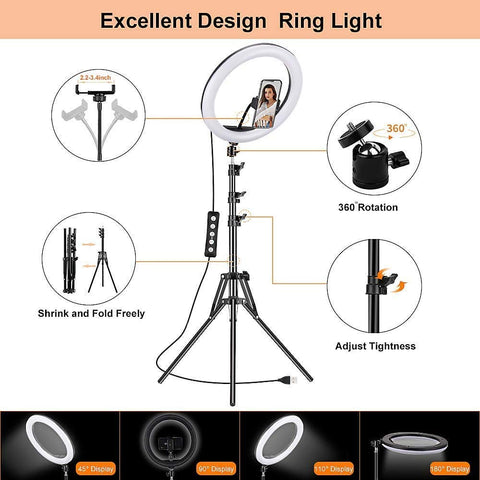 Coku 10 inch RGB RingLights with Stand 7 Feet Tripod Stand for Phone & Camera (Multicolor)