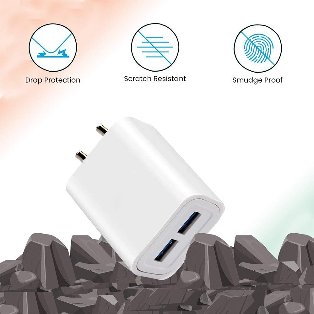 USB Wall Charger 12W Dual Port Travel Charger Adapter (5V, 2.4Amp, White)