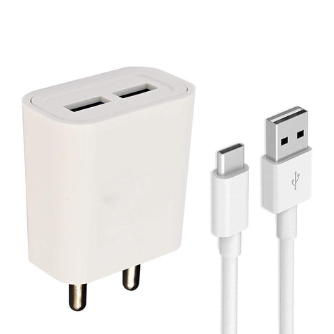 USB Wall Charger 12W Dual Port Travel Charger Adapter (5V, 2.4Amp, White)