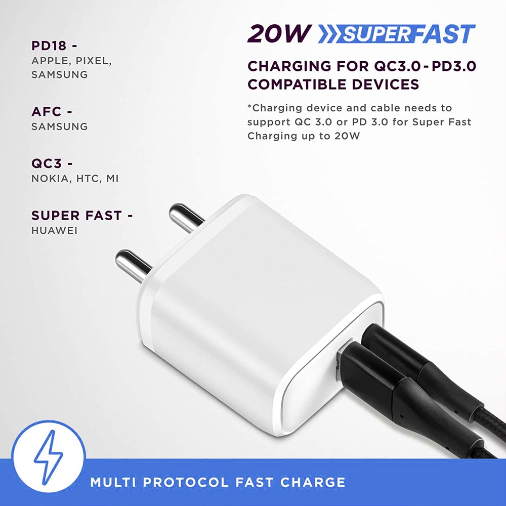 20 Watt Dual Port & Power Delivery Fast Charger Adapter