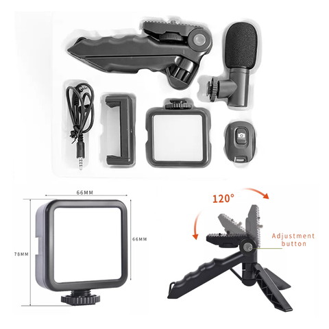 YouTube Vlogging Kit with Tripod & Mic for Mobile Phone - Video Filmmaker Mini Tripod with Shotgun Video Microphone