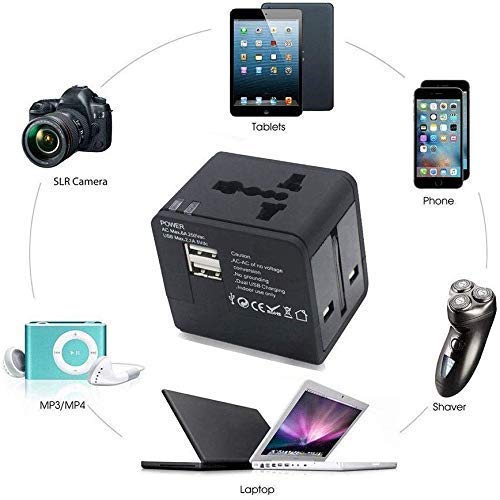 International Travel Adapter with 2 USB Ports Wall Charger Plug with Surge Protection