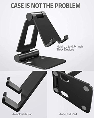 Mobile Phone Stand Adjustable Desktop Cradle Dock Compatible with All Smartphones (Plastic, Black)
