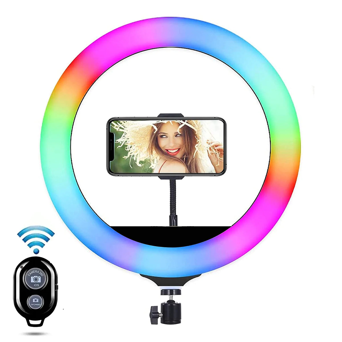8-inch RGB RingLights with Mobile Phone Holder for Video Making
